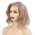 thumbnail image 2 of Onedor Side Part Blonde Blended Lace Front Short Wavy Hair Bob Wigs for Womens (M266), 2 of 7