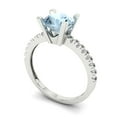 thumbnail image 2 of Solitaire with Accents Engagement Ring for Women - 1.71ct Natural Swiss Blue Topaz in 14K White Gold Promise Ring, 2 of 6