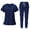 Navy Blue, variant on Women's Scrubs Set Nurse Work Clothing Nursing Uniform for Beauty Salon Black S