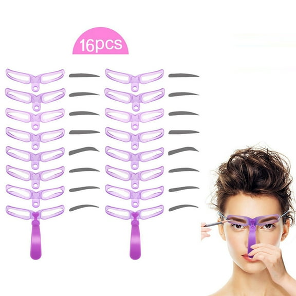 Tkrady 16Pcs Beauty Tools Eyebrow Stencil 8 Styles Makeup Tool Kit Eyebrow Stencil DIY