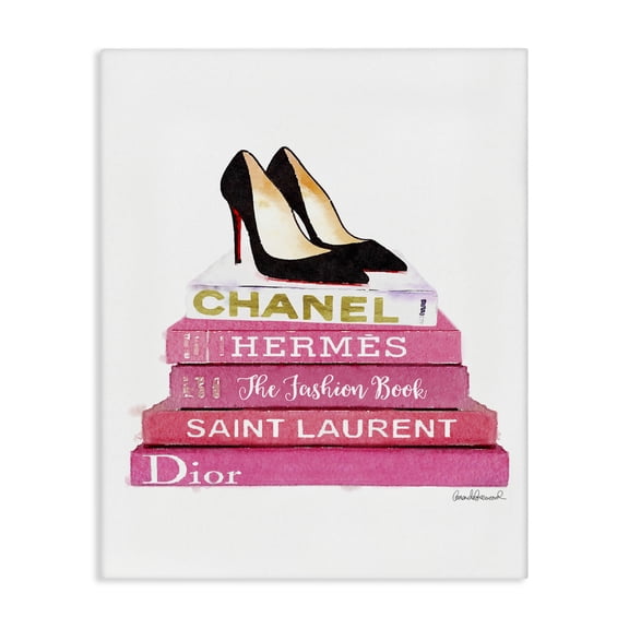 Stupell Industries Art Deco Glam Pink Fashion Books Pump Heels Canvas Art, 16 x 20, by Amanda Greenwood