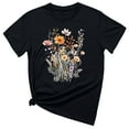thumbnail image 2 of Sakmal Womens Tops Plus Size Short Sleeve Black Flower Crew Neck Graphic T-Shirts T Shirts for Women, 2 of 4