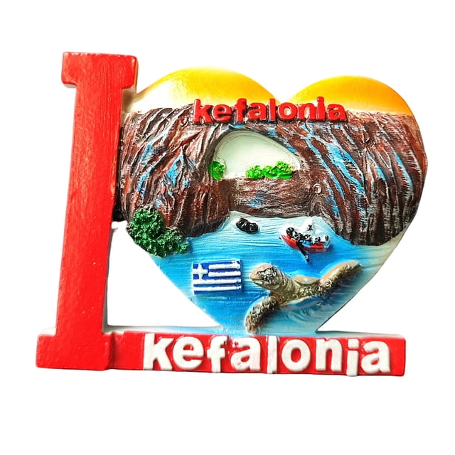 Imán para nevera con diseño 3D de resina en Cefalonia, Grecia, colorido monumento