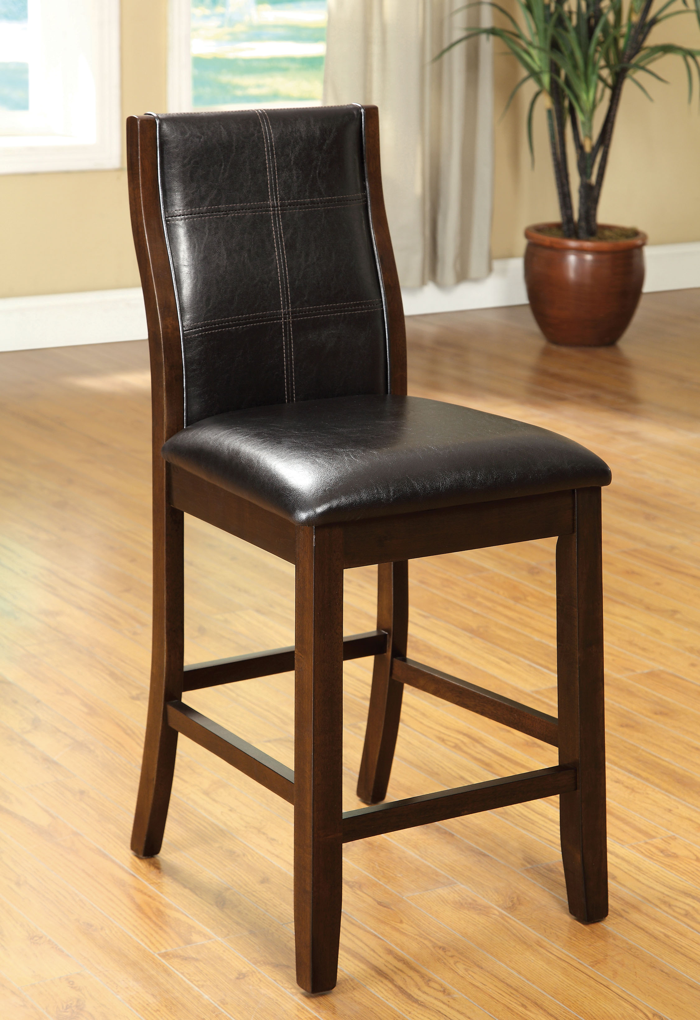 Furniture of America Dana Padded Counter Dining Chairs - Set of 2, Brown