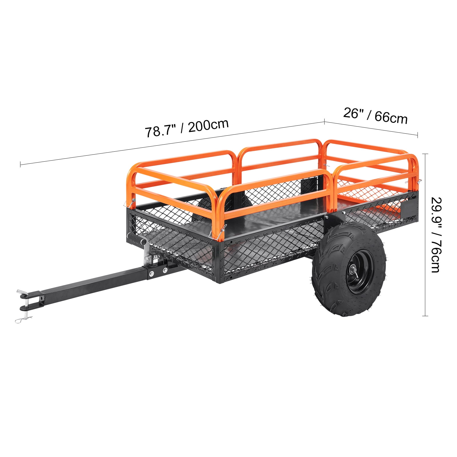 KFFKFF Dump Trailer Tow Behind Dump Cart, 1500 Lbs 15 Cu.Ft Steel ATV Hauling Trailer, Garden Trailers with Detachable Sides and 2 Wheels for Lawnmowers, Tractors, ATV, UTV