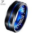 thumbnail image 1 of Black IP Tungsten Ring w/ Distinct Blue or Red Center Line 8mm Comfort Fitw/ Free Engraving Options, 1 of 2