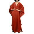thumbnail image 2 of TMOYZQ Caftans Dresses for Women Solid Color Plus Size Beach Dress V Neck Cover Up Loose Soft Kaftan Loungewear, 2 of 6