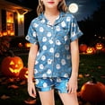 thumbnail image 2 of Leey-World Toddler Girl Halloween Pajamas Girls Shorts Set Toddler Short Sleeve Print Shirts Tops Pants Outfits Button Pjs for Girls 2T 3T 4T 5T 6T 7T 8T, 2 of 5