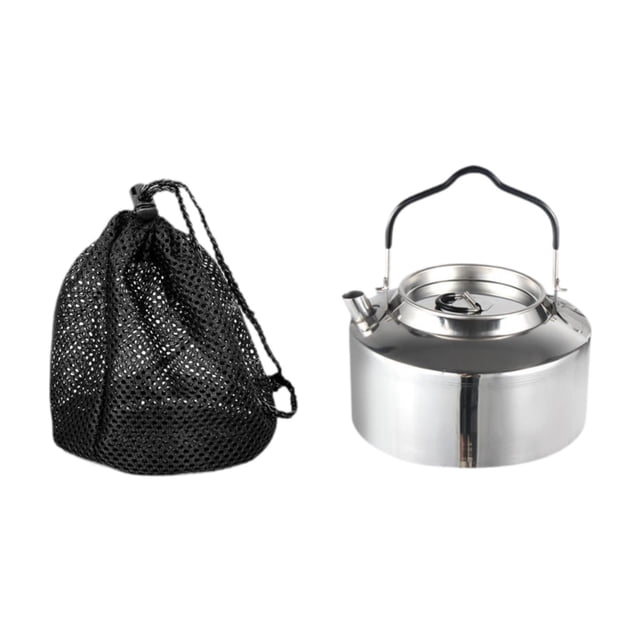 Cafetera para acampar con bolsa de transporte, tetera portátil ligera de 1200 ml para Mango negro