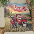 thumbnail image 3 of Be My Valentine's Pitbull Truck Full of Love Flower Balloon Quilt Blanket Terrier Dog Lover Cozy Comforter Throw Blanket - 02029, 3 of 5