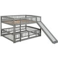 thumbnail image 5 of JERFIT Full-Over-Full Bunk Bed with Slide, Low Profile Design with Safety Guardrails and Ladder, Solid Wood Frame, Gray Finish, 5 of 10