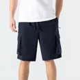 thumbnail image 4 of Birdeem Mens Shorts Mens Casual Fashion Solid Drawstring Elastic Waist Multiple Pockets Shorts, 4 of 12