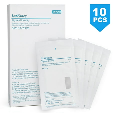 10 PCS 4X8 in Calcium Alginate Wound Dressing Pad, Sterile Antimicrobial Non-Stick Dressing Padding, Highly Absorbent Wound Dressings for Skin Fast Healing