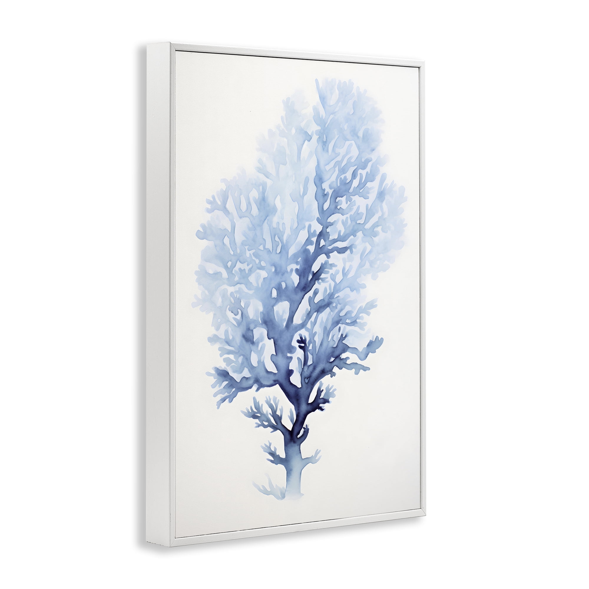 Stupell Industries Blue Coral Impression Animals & Insects Painting White Framed Art Print Wall Art, 16 x 24
