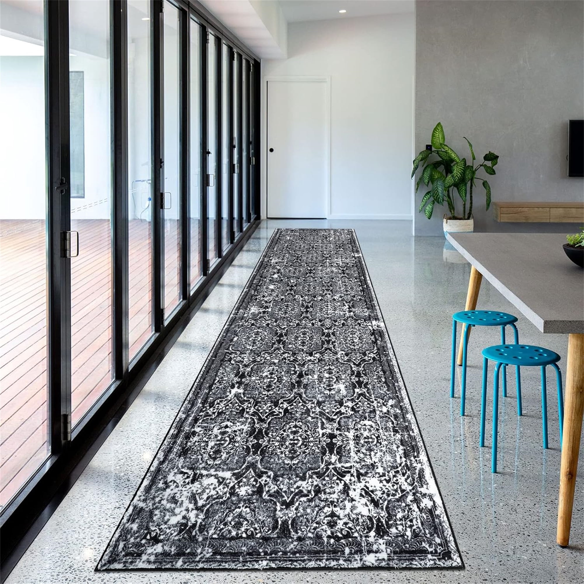 Boho Runner Rug, Non Slip Washable Shaggy Soft Carpet Area Rug for Hallways Entryway Bedroom
