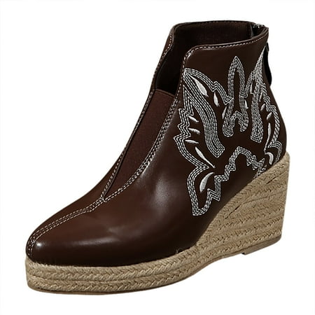 

Autumn And Winter New Pointed Slope Heel Thick Bottom Lace Up Deep Mouth Shoes Fashion Single Shoes High Heel Thick Heel Grass Woven Bottom Ankle Boots