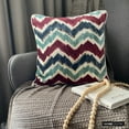 thumbnail image 5 of The HomeCentric Decorative Throw Pillow covers Blue 16"x16" (40x40 cm) Velvet Printed, Chevron, Bead Embroidery Outdoor furniture Cushion cover, Chevron Modern Style - Chevron Groove, 5 of 10