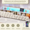 thumbnail image 4 of Sofá Cama con Nido y Cabecera con Almacenamiento, Convertible de Individual a King Size,Tapizado con Estación de Carga y Luces LED, Ideal para Sala o Dormitorio, 196 x 112.5 x 107 cm, Blanco, 4 of 8