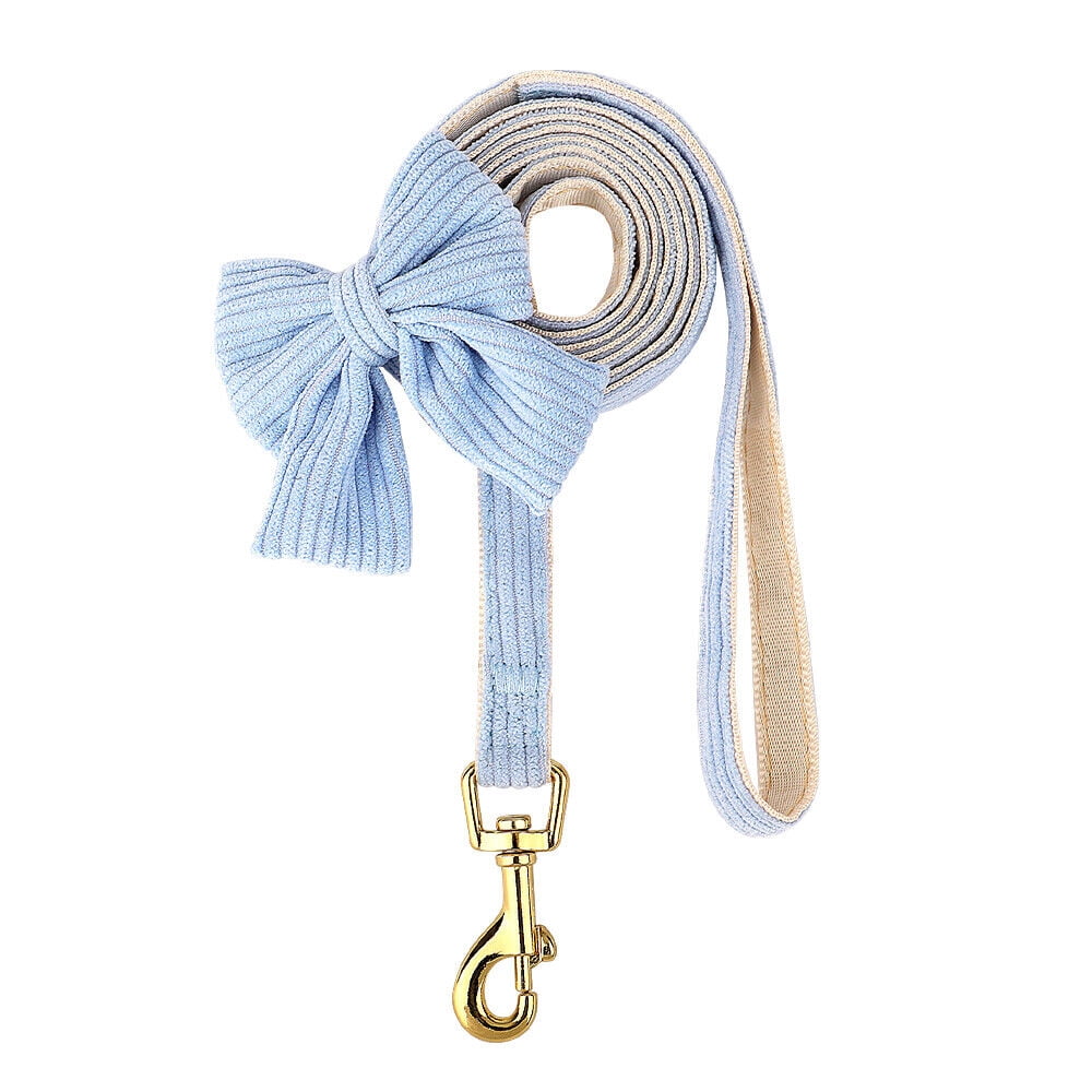 Didog Cute Bowknot Dog Collar and Soft Walking Harness and 5ft Leash set for Extra Small and Small Breeds Shih Tzu Yorkshire