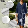 thumbnail image 5 of DISNIMO Women's Casual Maxi Dresses Octopus Printed Loose V Neck Dress Vacation 3/4 Sleeve Midi Dress Fashion Linen-Like Dresses, 4XL, 5 of 6