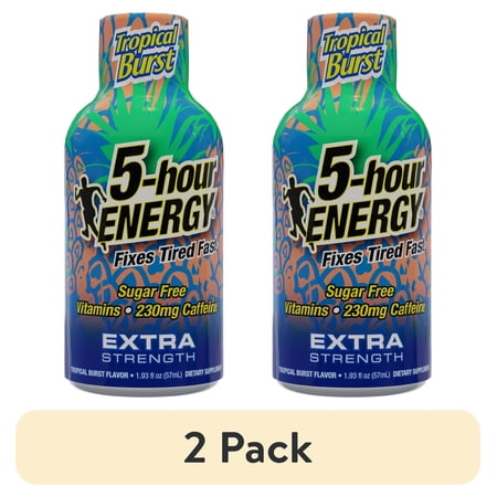 (2 pack) 5-hour Energy Shot, Extra Strength, Tropical Burst
