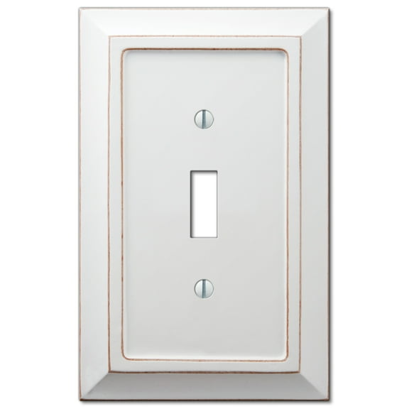 Amerelle 4040TDW Savannah Wallplate, 1 Toggle, Wood, White, 1-Pack