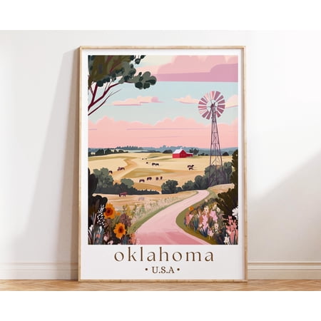 369 Prints oklahoma Travel Poster, Scenic Midwest Print, Nature Landscape Art, American Heartland Decor, Travel Gift UNFRAMED, 16x24