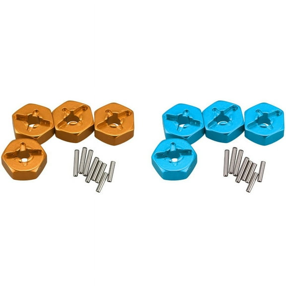 8Pcs Aluminum Alloy 12mm Combiner Wheel Hub Hex Adapter Upgrades for 144001 1/14 RC Car ,Blue & Yellow