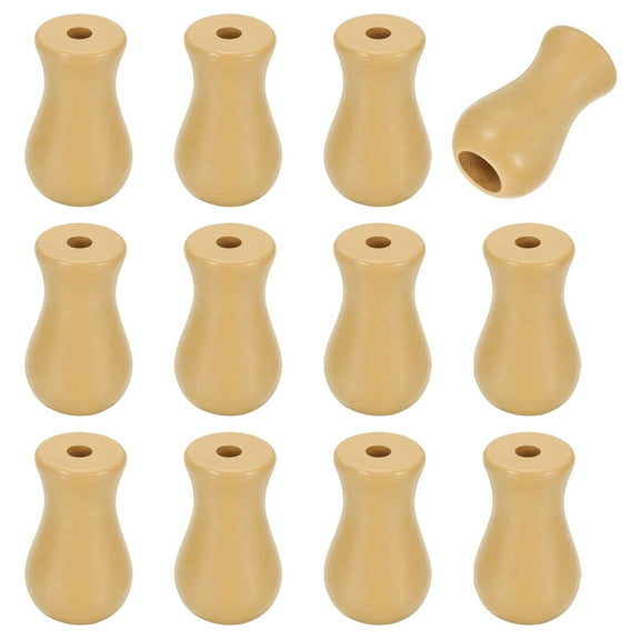 Uxcell 12Pcs Cord Knobs, Wood Cord Tassel Drops Pull End Pendant for Window Blinds and Curtains, Yellow Cylinder