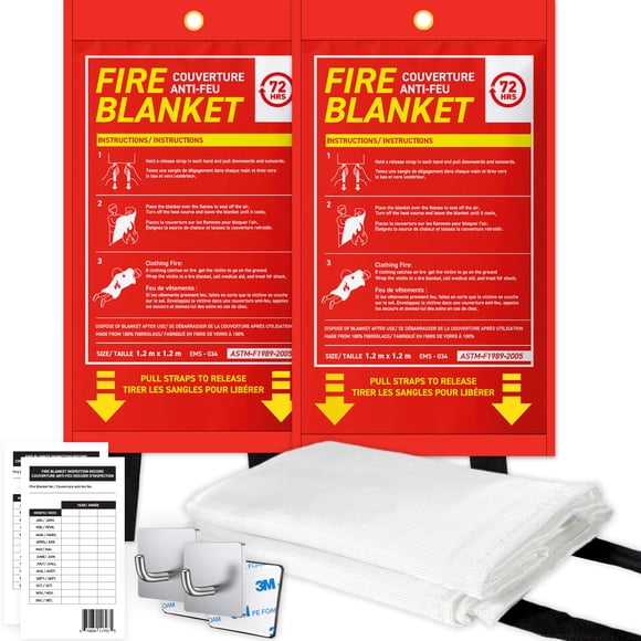 72HRS Couverture Incendie en Fibre de Verre Grande - Couvertures Incendie d'Urgence pour la Maison, Couverture Incendie de Cuisine Survie Reste en Sécurité Extincteur de Remplacement Héros Urgence Soudage Foyer (47x47 / 1.2x1.2 m, 1 Paquet)