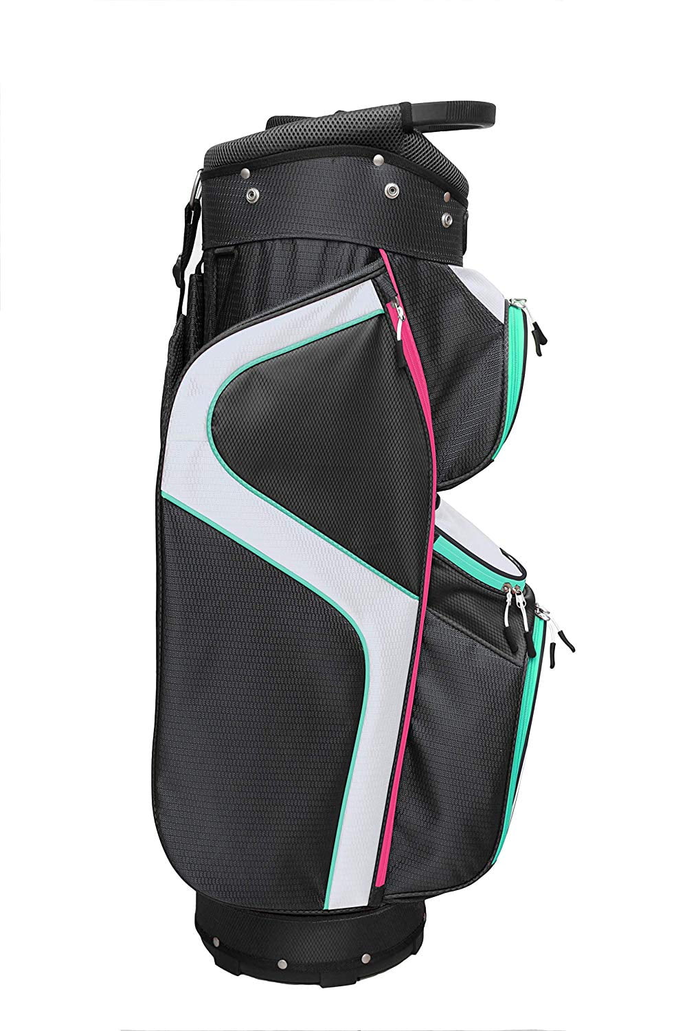 Majek Ladies Black White Teal Pink Golf Bag 9 inch 14-way Friendly  Separator Top