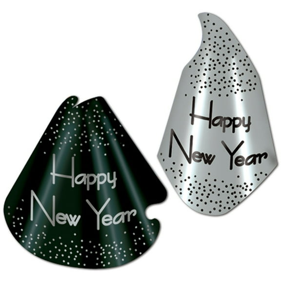 Beistle Club Pack of 50 Sparkling Silver "Happy New Years" Legacy Party Favor Hats