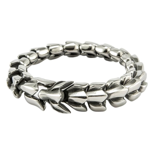 kurtrusly Gothic Punk Bracelet Titanium Steel Dragon Scale Bangle 7.48 inches Steel 8.26 Inch 1Set