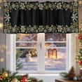 thumbnail image 5 of Rod Pocket Window Valances Winter Snowflake on Black Background Short Kitchen Curtains Gold White Pattern Window Treatment Drapes for Bedroom Bathroom Living Room 54x18In,1 Panel, 5 of 7