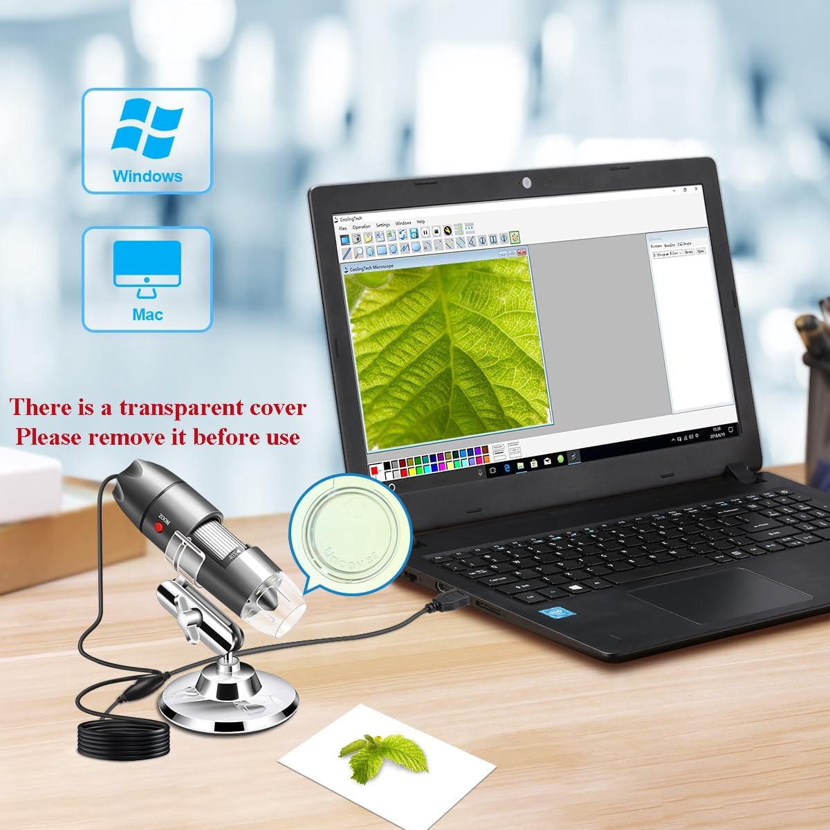 USB Microscope Camera with Stand & Carrying Case, Digital Microscope Compatible with Android Windows Linux Mac, Portable Magnifier Camera for Kids Students Adults(Not for iPhone/iPad)