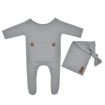 

cngelg Baby Photography Prop Footed Romper Button Overalls Hat Set Baby Hat Bear Baby Clothes Hats Baby Hats And Mittens Boy