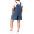 thumbnail image 3 of Agnes Orinda Women's Plus Size Denim Overall Shorts Adjustable Jean Straps Rompers Cropped Jumpsuit with Pocket 3X Grey Blue, 3 of 6