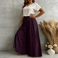 thumbnail image 2 of Womens Sweatpants Elastic Waist Solid Loose Long Daily Elegant Casual Wide Leg Sweatpants Women Dark Purple L, 2 of 6