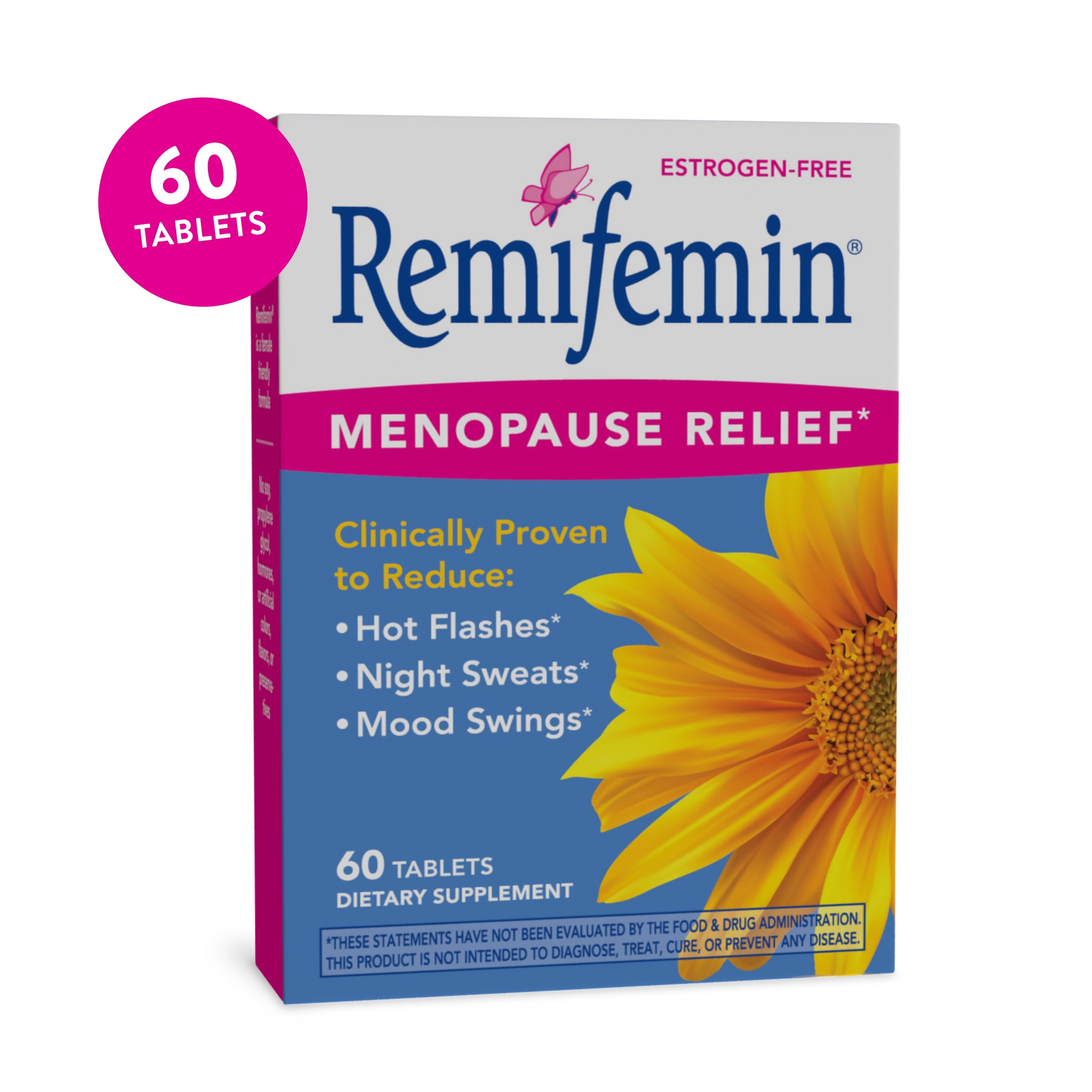 Remifemin Menopause Relief Tablets*, Estrogen-Free Supplement, 60 Count
