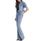 thumbnail image 2 of CHAQUETA DE JEAN DENIM CROP CON MANGAS ABULLONADAS Y BOTONES PARA MUJERES INSPIRADA EN CHIC TAMAÑO XS AZUL CLARO, 2 of 5