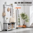 thumbnail image 4 of 32" Wide Hall Tree Entryway Bench with Coat Rack, Shoe Storage & 4 Drawers, Adjustable Shelves and 5 Hooks, Multifunctional Mudroom Storage Bench for Entryway, Hallway, Home Organization, 4 of 7
