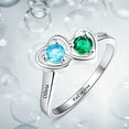 thumbnail image 5 of Personalized Name Ring for Women 925 Sterling Silver Double Heart Mothers Rings Customized Promise Ring with 2 Simulated Birthstones and 2 Names, 5 of 5