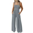 thumbnail image 1 of Bowake 2024 Été Sans Manches Combinaisons pour les Femmes Smock Cou Carré en Vrac Large Jambe Rompers Mode Plage Lounge Tenues, 1 of 7