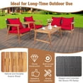 thumbnail image 3 of Patiojoy 4PCS Patio Rattan Furniture Set Wood Frame Cushioned Sofa with Coffee Table Sectional Conversation Sofa Set for Garden Red, 3 of 8
