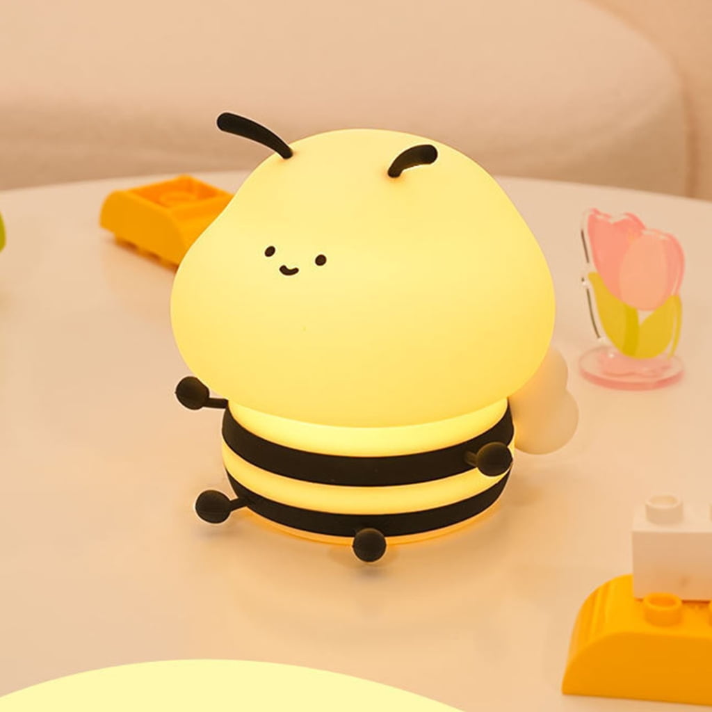 Dimmable Nursery Lamp USB Little Bees Silicone Night Light Rechargeable Bedside Lighting for and Adults