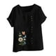 thumbnail image 4 of Vestidos Casuales Para Mujer, Blusas De Mujer De Moda Blusa tipo túnica informal de lino con estampado de peces del océano y botones de manga corta para mujer, 4 of 4