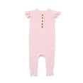 thumbnail image 1 of Baby Ruffled Cap Sleeve Rompers - Sleepers Girls Clothes - Kids One Piece PJ - Soft Viscose from Bamboo (Pink Heather, 12-18 Months), 1 of 1