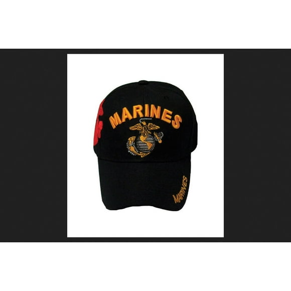 Gorra JWM US Marines negra bordada en acrílico