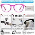 thumbnail image 7 of MARE AZZURO Reading Glasses Womens 1.25 Trendy Round Readers 100 125 150 175 200 225 250 275 300 350 400 500 600 (Pink, 1.25) with Spring Hinge, Composite Lens, 7 of 7