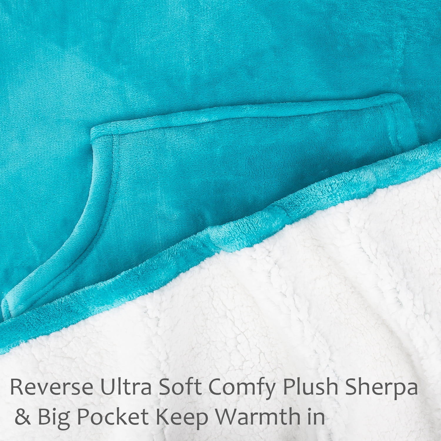 Sherpa Poncho Blanket Super Soft Comfy Plush Wearable Fleece Blanket  for Adult